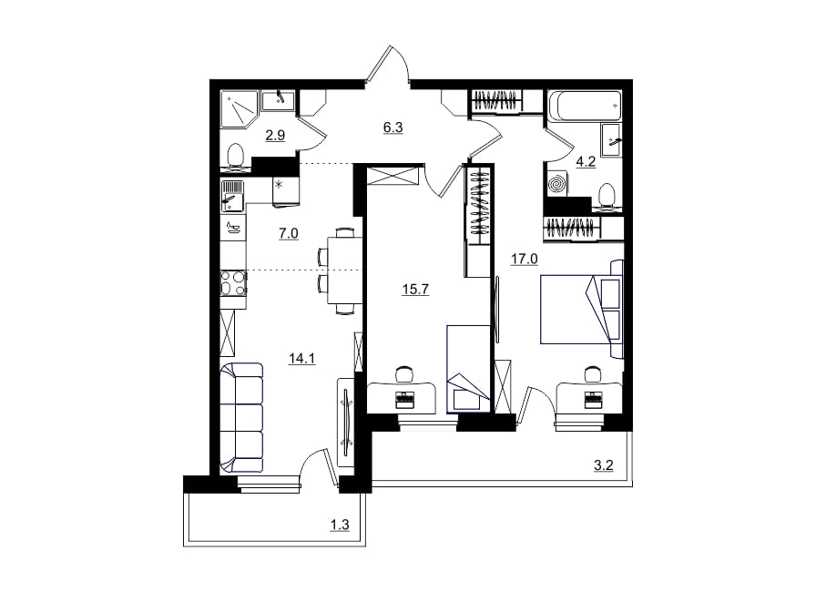 планировка квартиры 72 м2